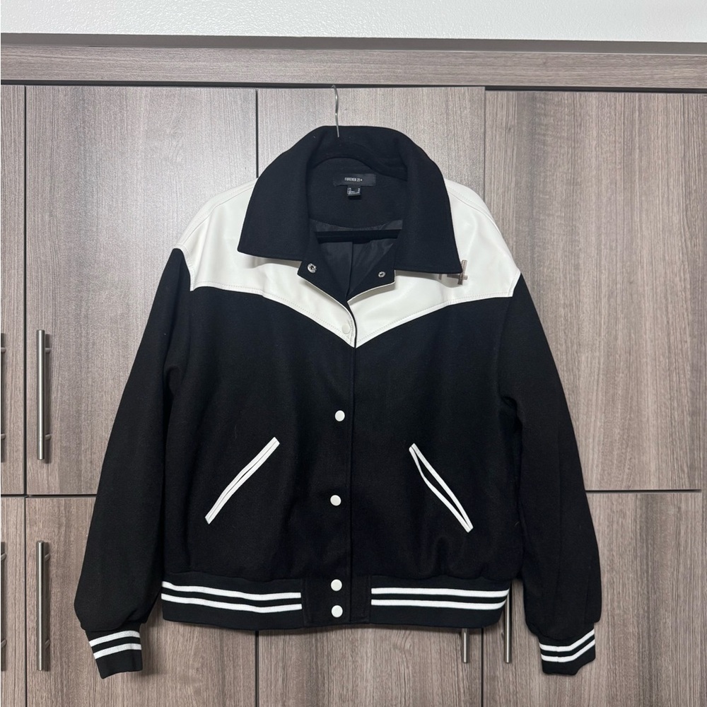 Forever 21 Black and White Nashville Varsity Jacket